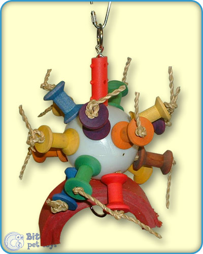 Ball With Rope and Wood on Chain Bird Toy