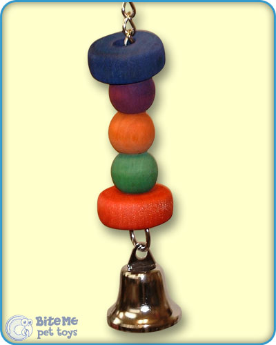 Wood Beads and Bell Bird Toy