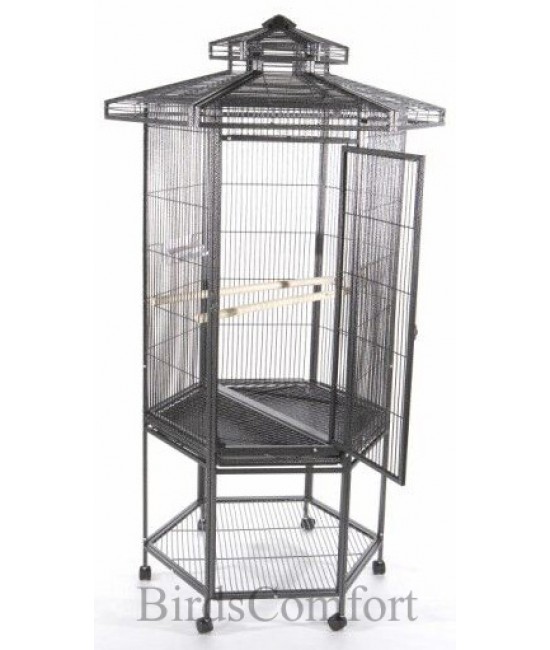 AE Hexagonal Aviary Bird Cage  with Pagoda Top 27x30