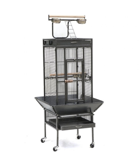 Open Play Top Parrot Bird Cage For Cockatiels, Parakeets, Conure, Lovebird - Black